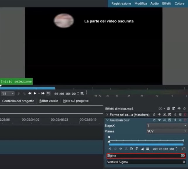 oscurare un volto o un oggetto in movimento con kdenlive