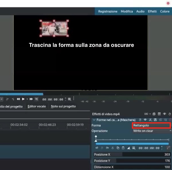 impostazioni forme canale alfa kdenlive