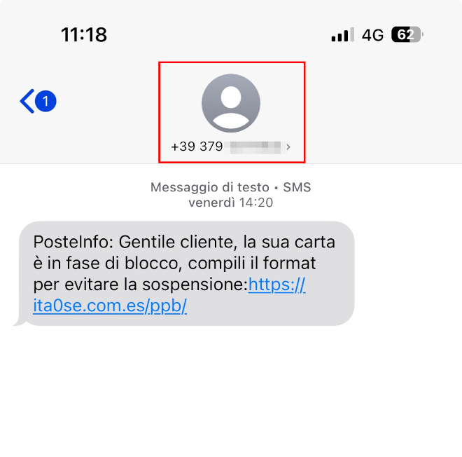 contatto sms iphone