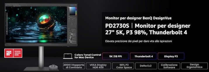 migliori monitor 4k per mac BenQ PD2730S