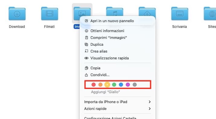 macos 26 cambiare lo sfondo delle cartelle su mac