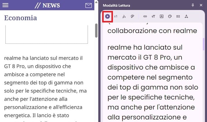 lettura a voce su chrome