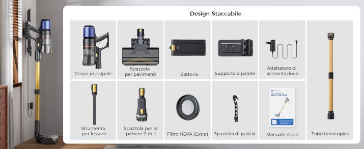migliori aspirapolvere senza fili Proscenic P15+