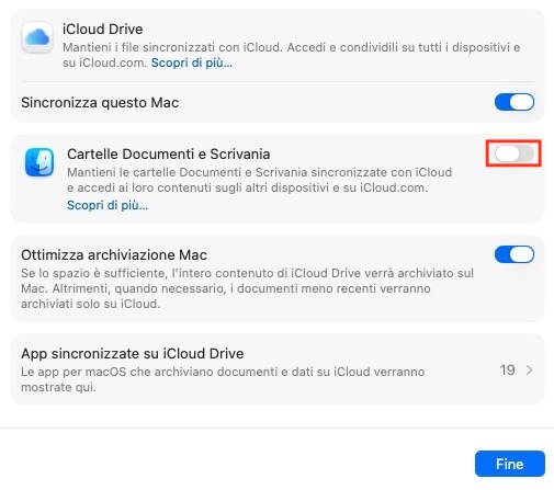 liberare spazio su macos 26 con sincronizzazione documenti e scrivania su icloud
