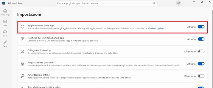 aggiornare le app su windows 11 automaticamente tramite microsoft store