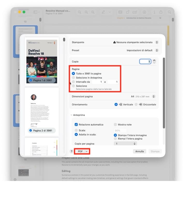 estrarre pagine pdf su mac