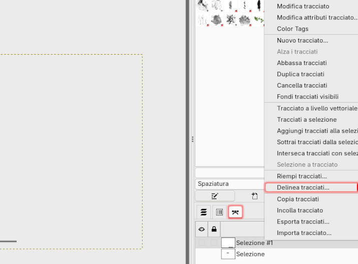 delinea tracciati su gimp