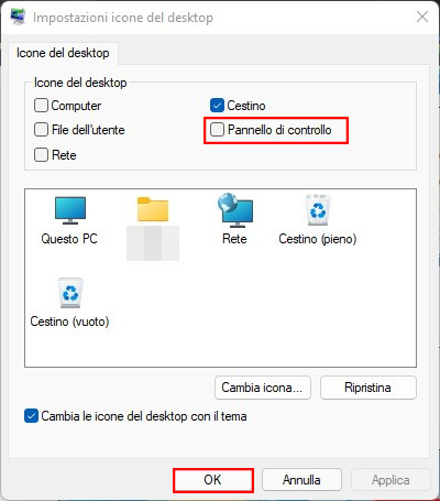 pannello di controllo su Windows 11