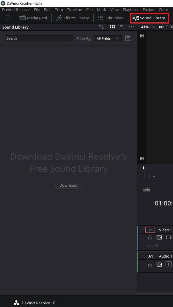sound library davinci resolve