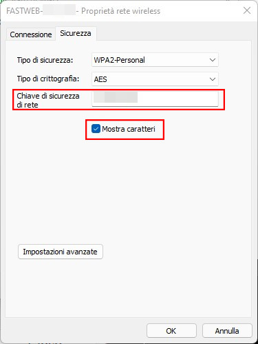 visualizzare la password wi-fi su windows 11