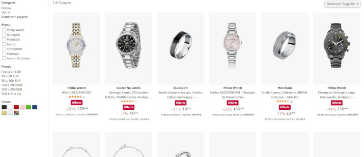 sconti su gioielli e orologi