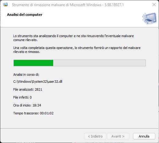 rimuovere malware su windows 11