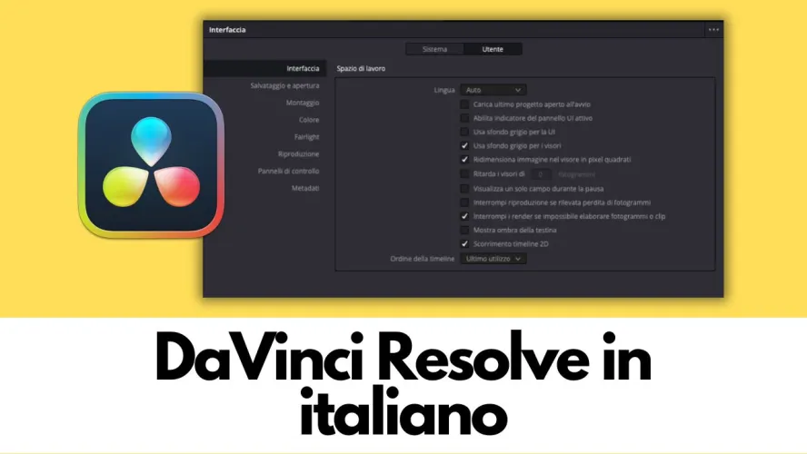 davinci resolve in italiano