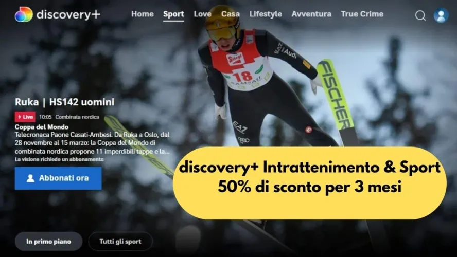 sconto discovery plus intrattenimento sport