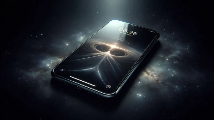 Concept art di un iPhone con la nuova interfaccia scura e l'intelligenza artificiale di iOS 27