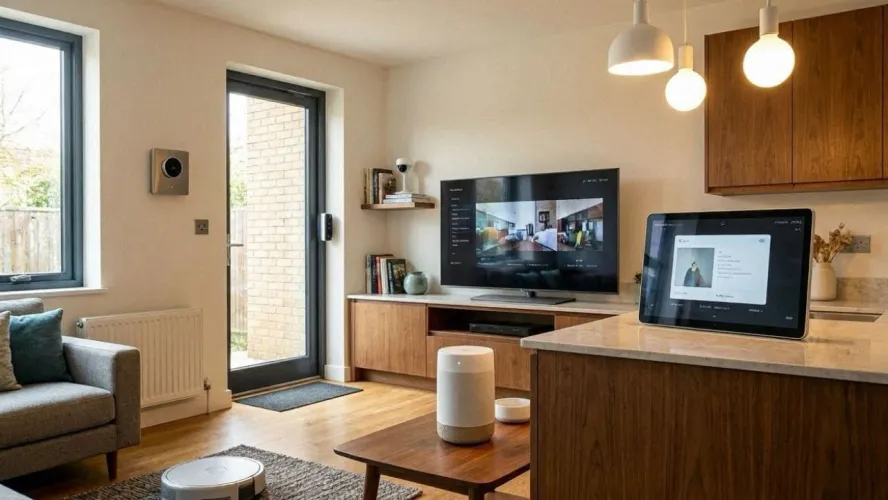 immagine di una smart home con diversi dispositivi