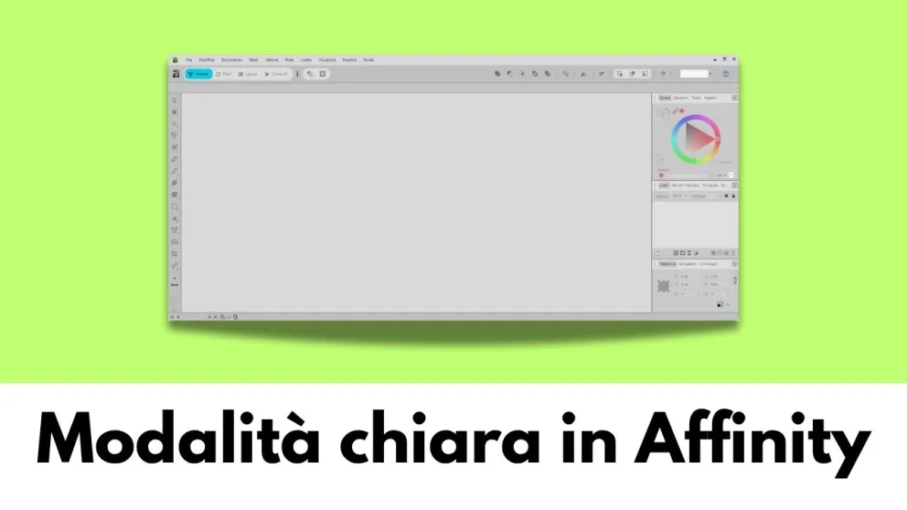 modalità chiara in affinity
