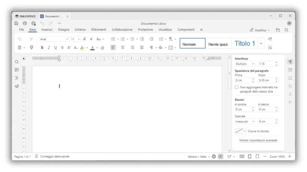 interfaccia di Onlyoffice 9.4 in italiano