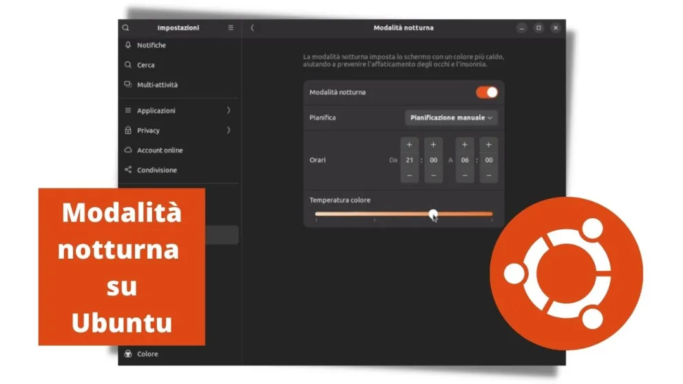 modalità notturna ubuntu