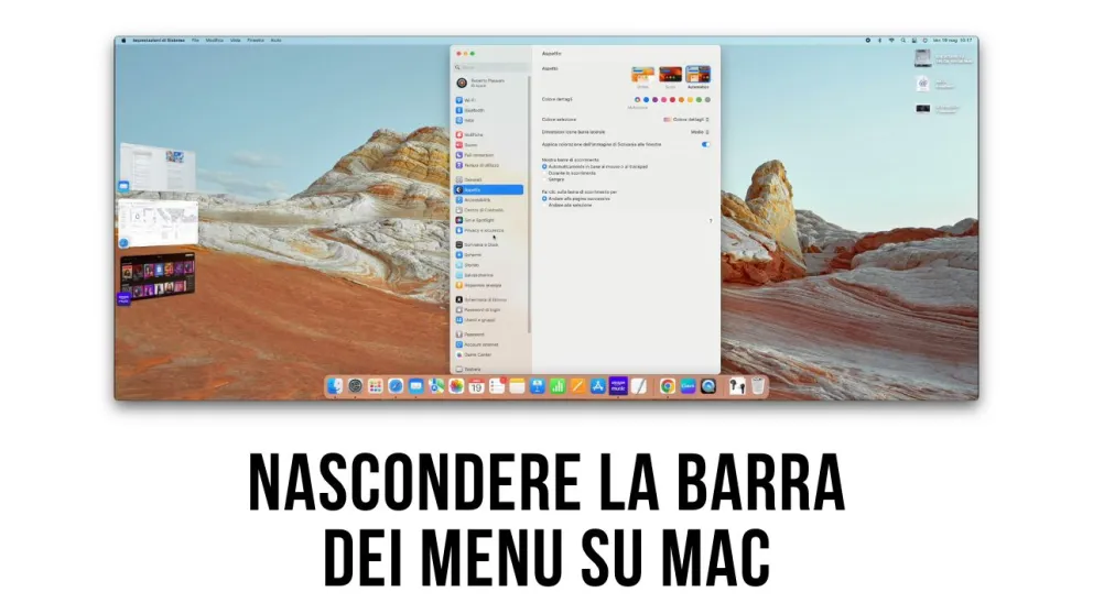 nascondere barra menu mac