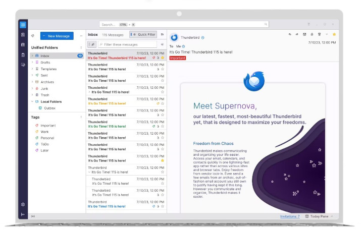nuovo mozilla thunderbird 115 supernova